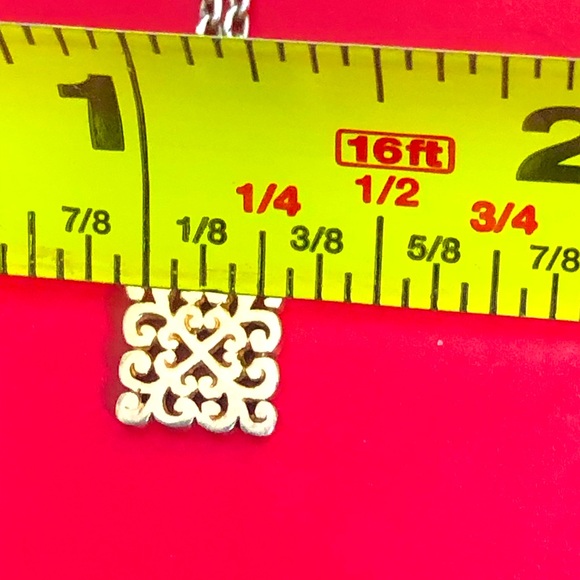 LOIS HILL Two Tone Sterling Silver Necklace Gold Plated Cut Out Scroll Pendant - Picture 6 of 10